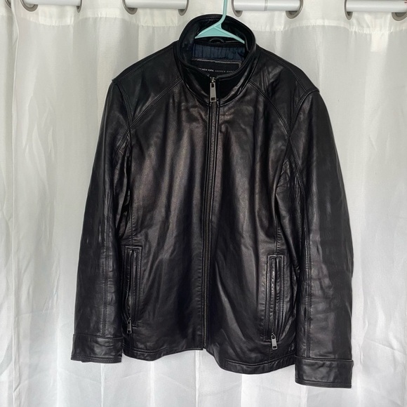 Marc New York Andrew Marc Black Genuine Leather Jacket Full Zip Quilted Interior